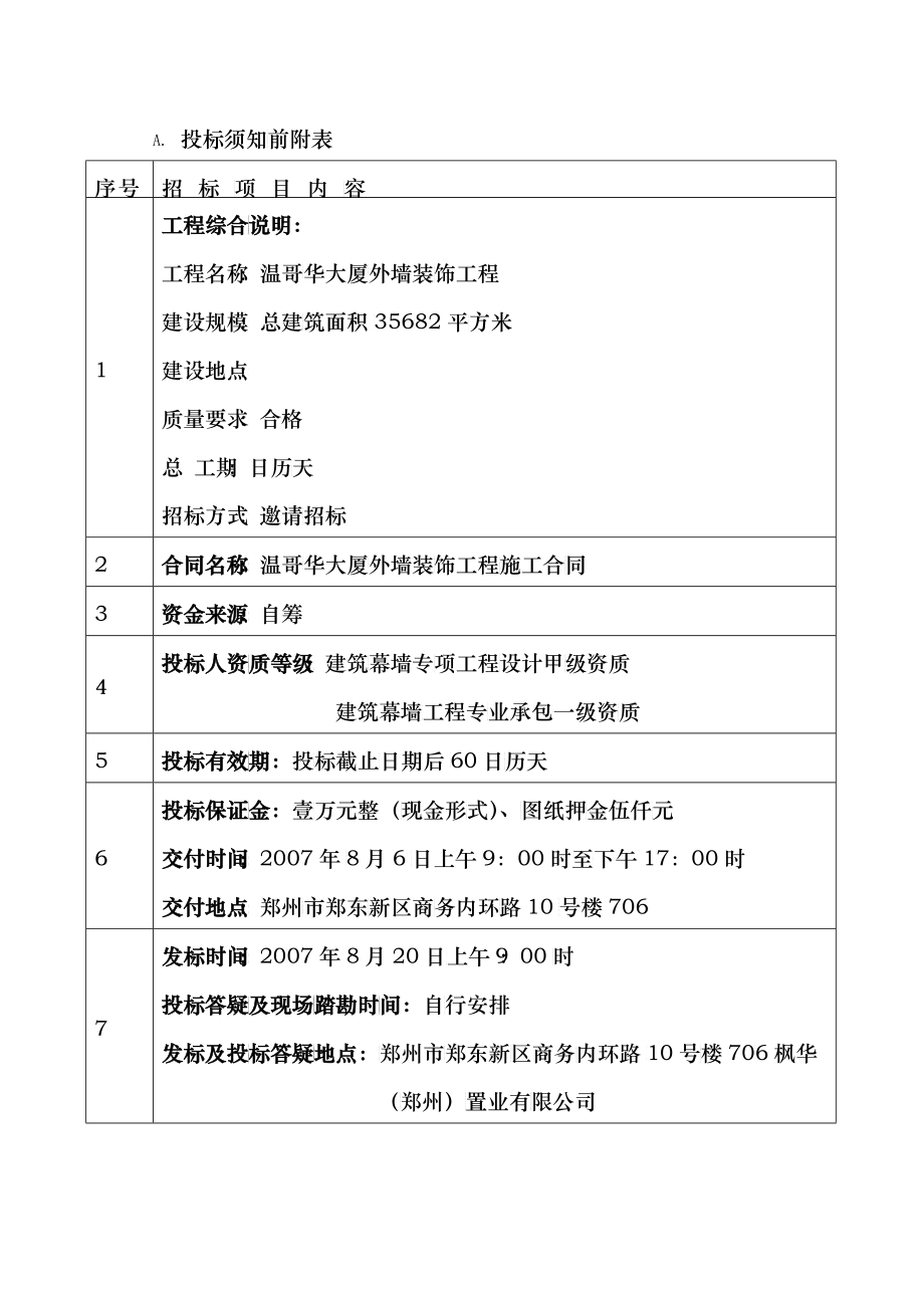 枫华置业温哥华大厦幕墙工程招标文件_第3页