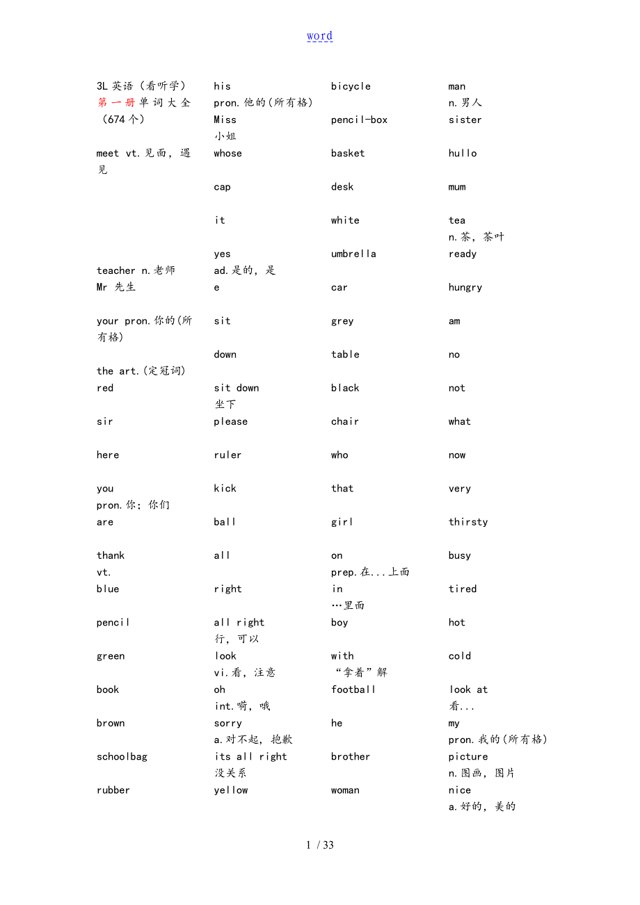 3L英语14册单词_第1页