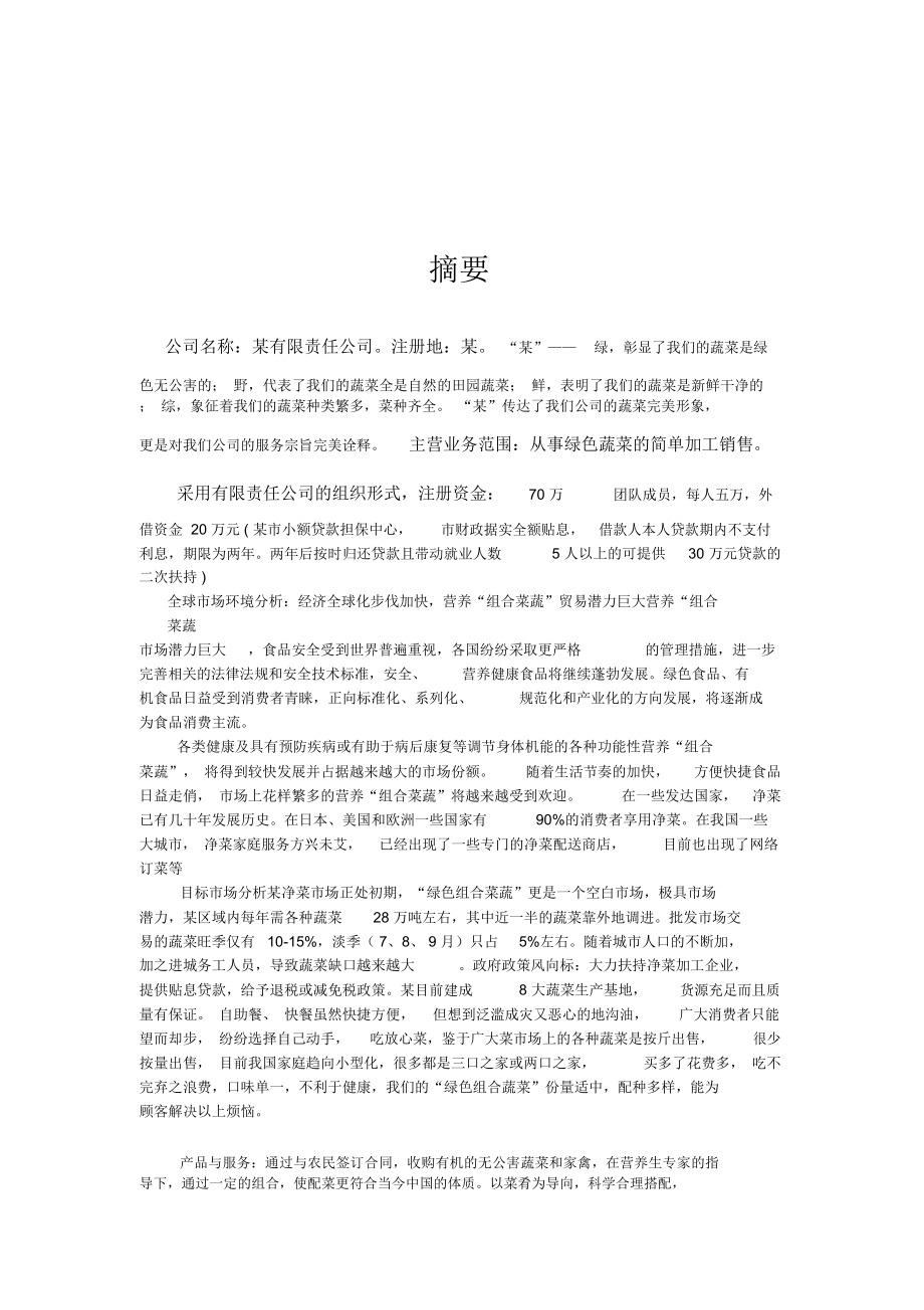 绿色组合蔬菜商业实施计划书_第3页