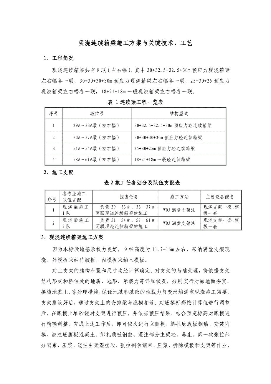 特大桥四联现浇连续箱梁施工方案与关键技术、工艺_第1页