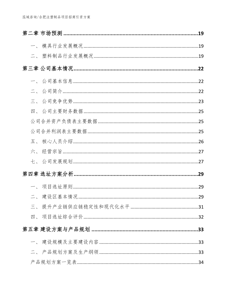 合肥注塑制品项目招商引资方案模板范文_第4页