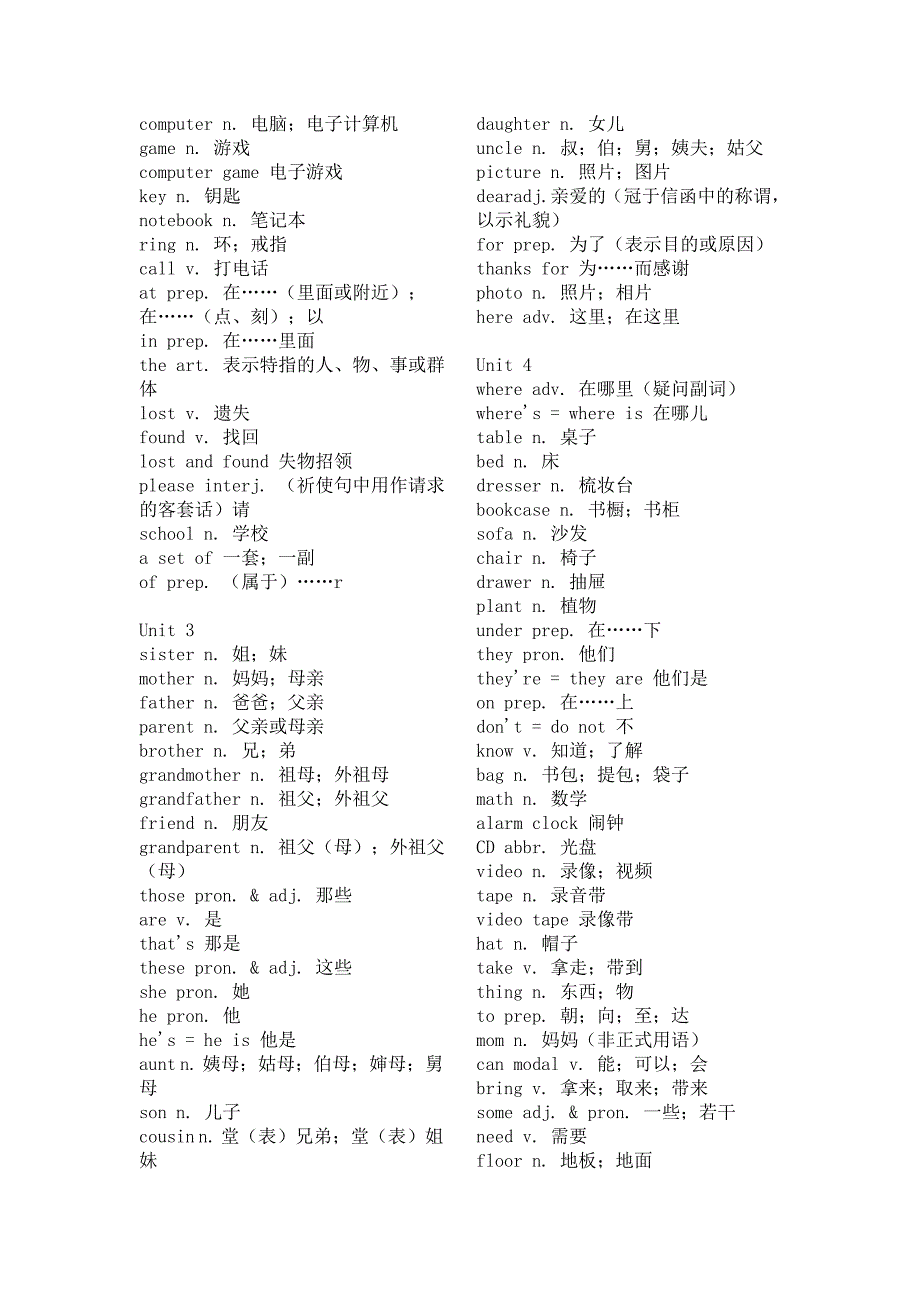 人教版英语七年级上册单词_第2页