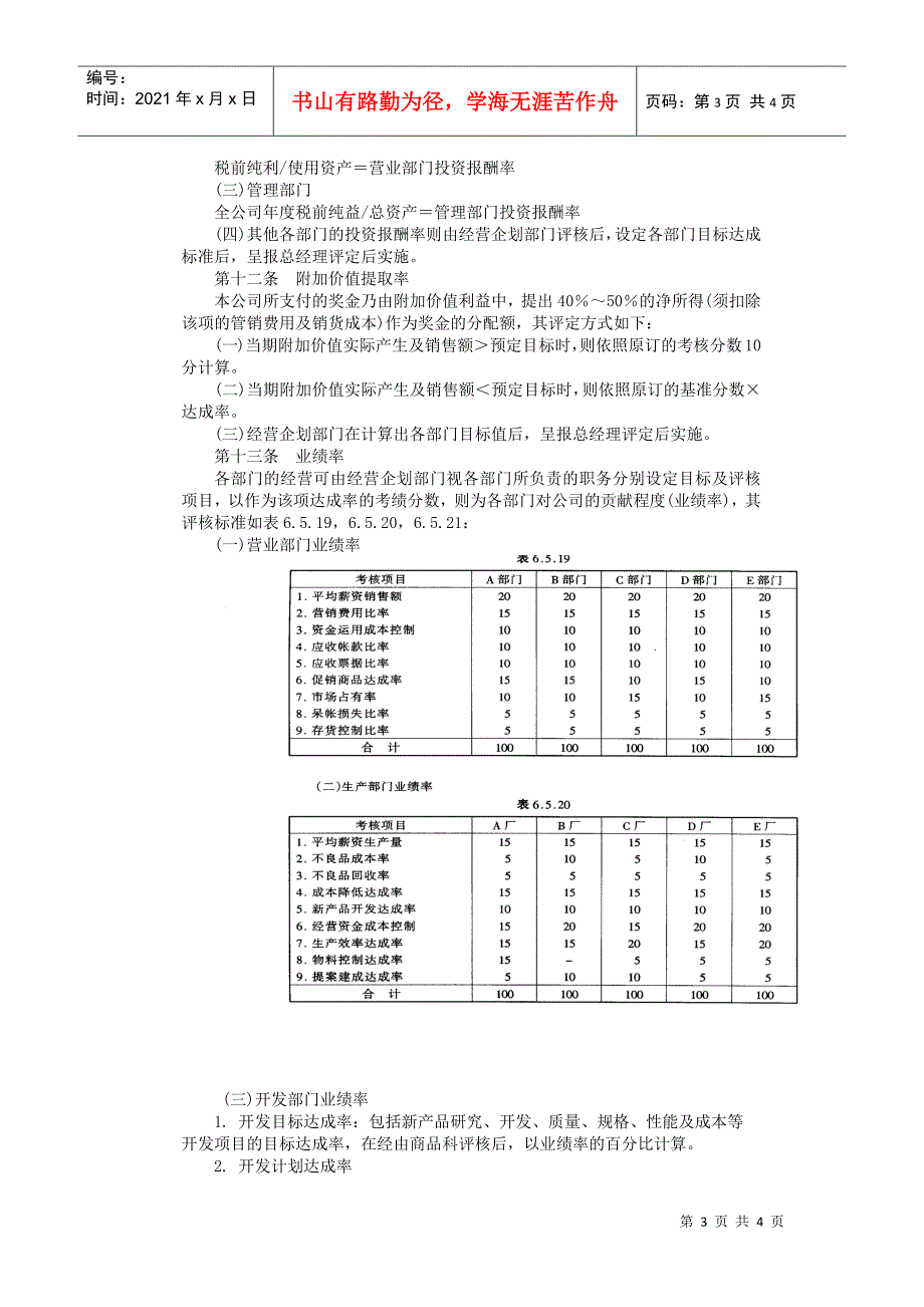 家电制造业绩效奖金规定_第3页