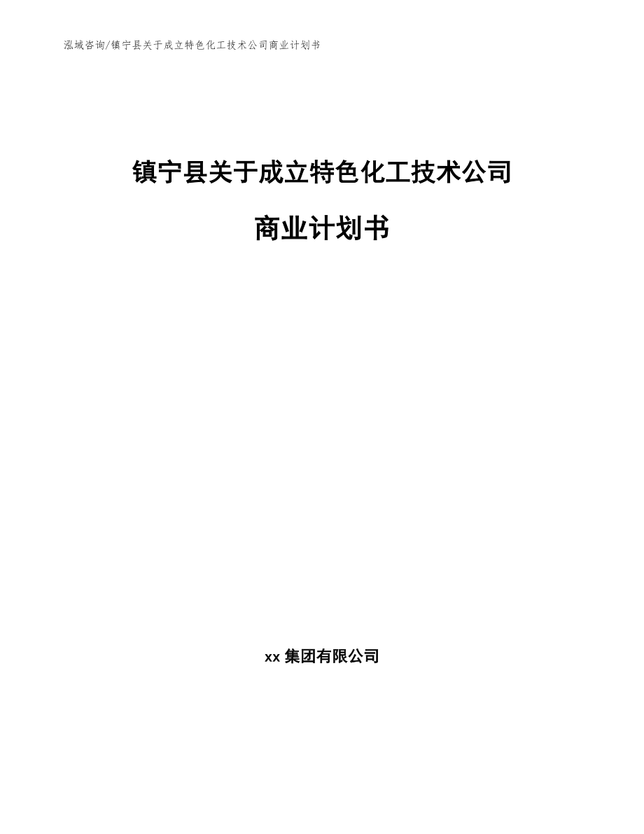 镇宁县关于成立特色化工技术公司商业计划书（模板参考）_第1页