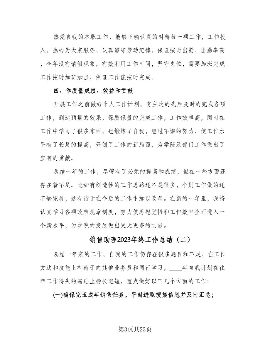 销售助理2023年终工作总结（九篇）_第3页