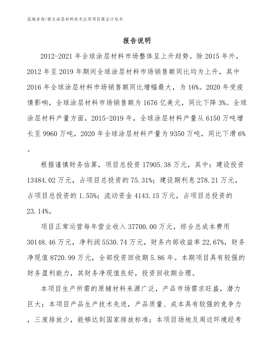 崇左涂层材料技术应用项目商业计划书_第2页