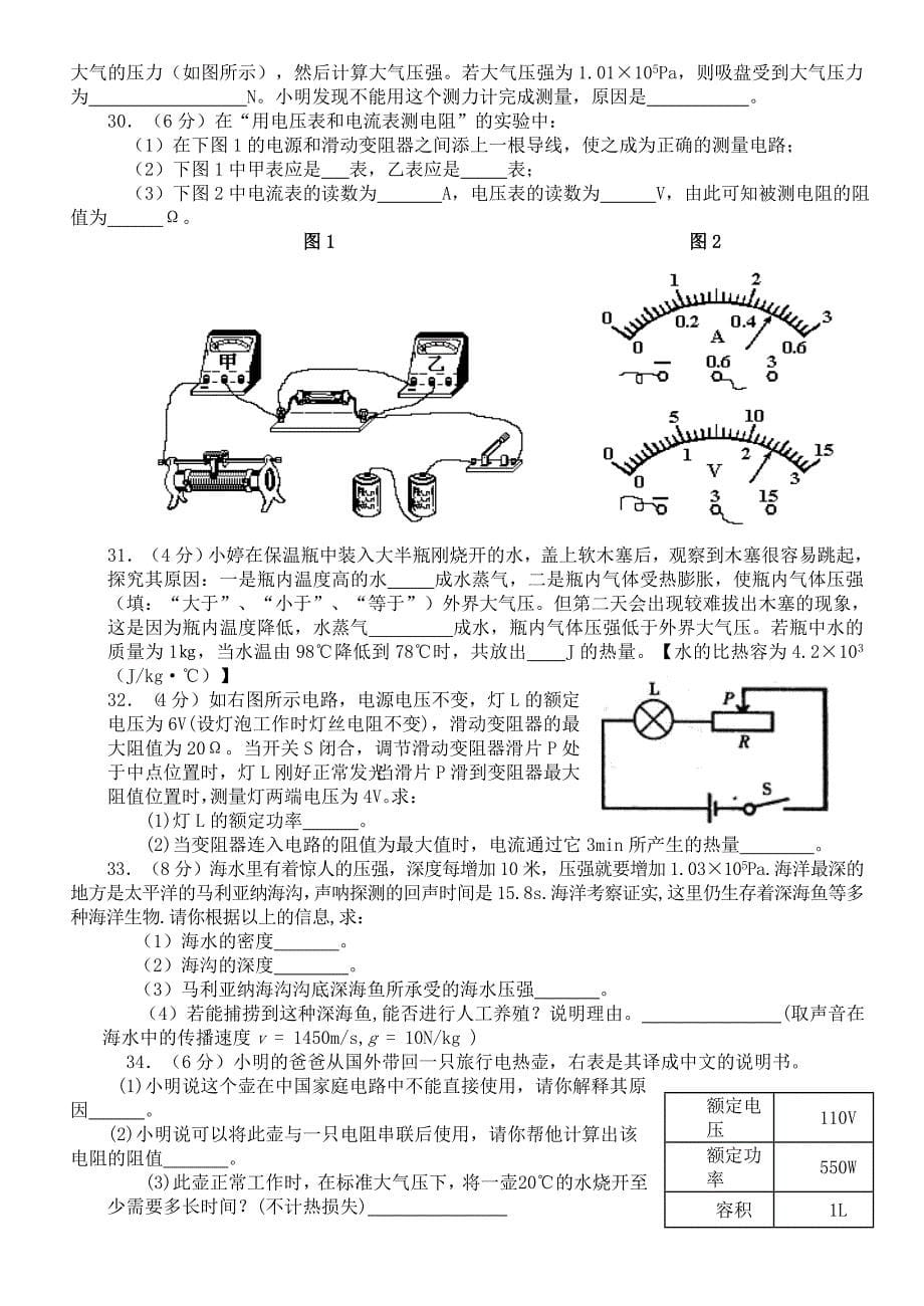 九年级科学模拟卷.doc_第5页