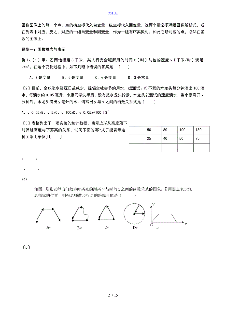 初二数学——函数及图象基础知识训练_第2页