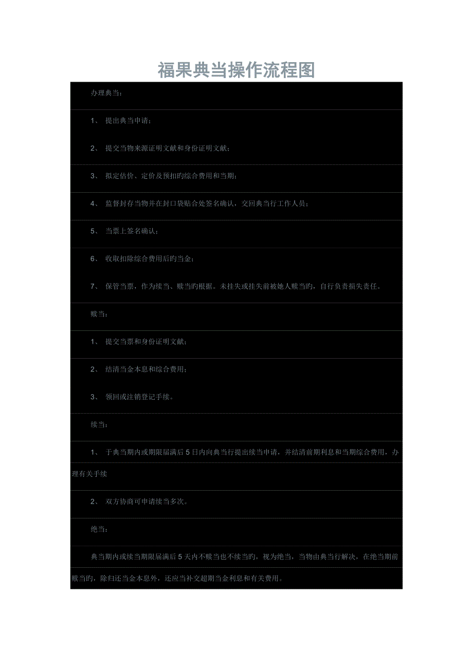 机动车辆质押典当业务操作专题规程_第1页