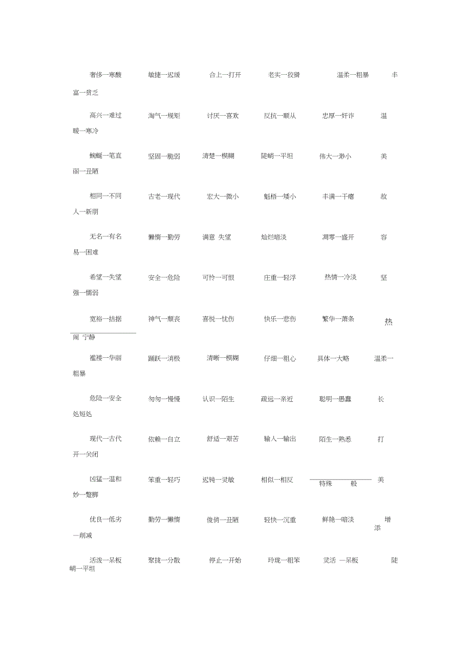 小学阶段常见反义词汇总_第2页