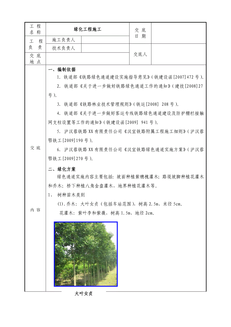 铁路绿化工程施工技术交底_第1页