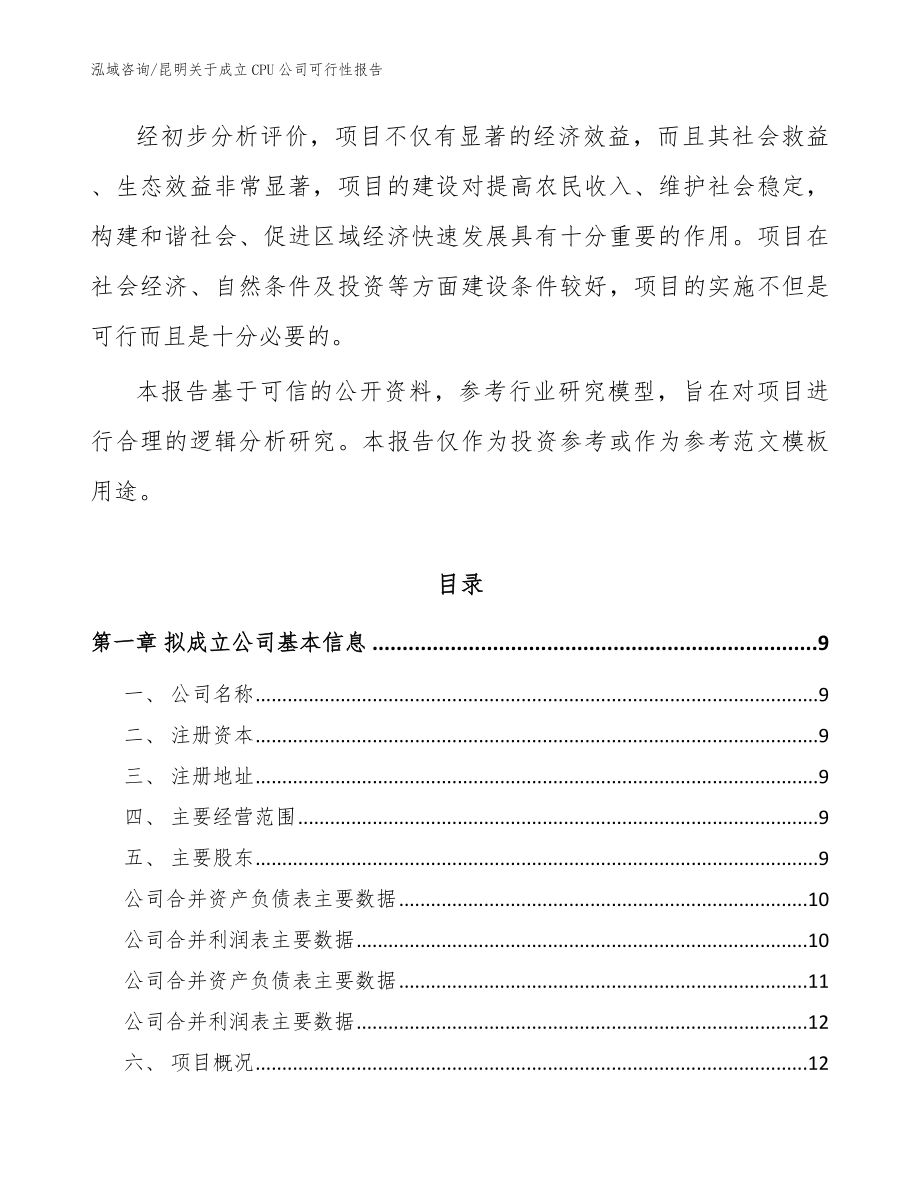 昆明关于成立CPU公司可行性报告参考范文_第3页