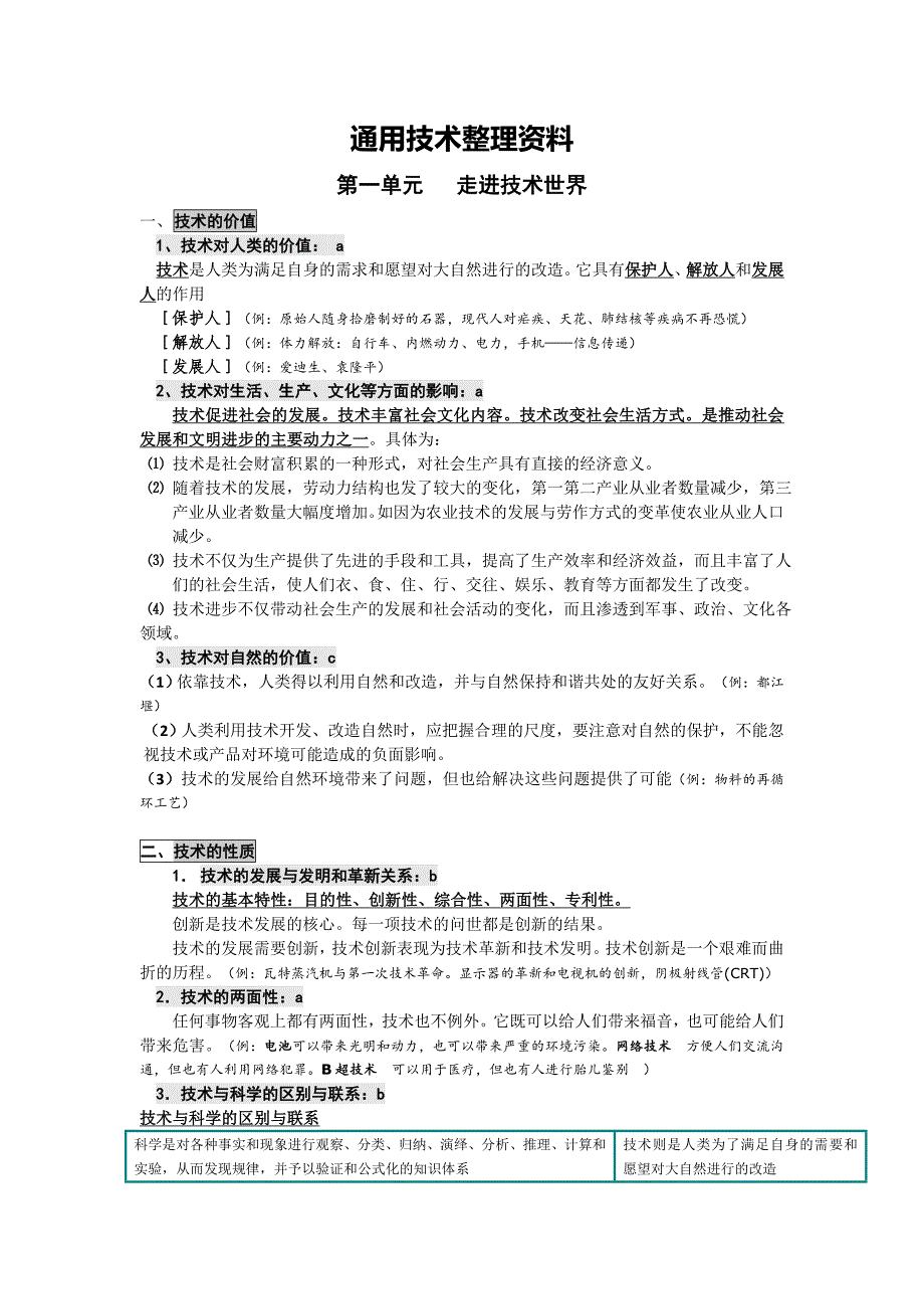 通用技术复习整理资料.doc_第1页