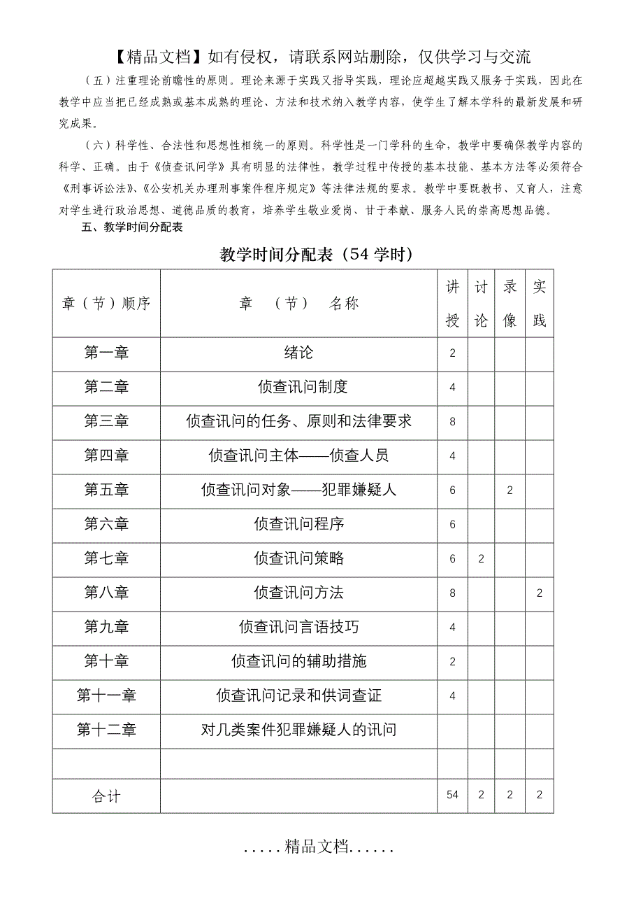 《侦查讯问学》教学大纲_第3页