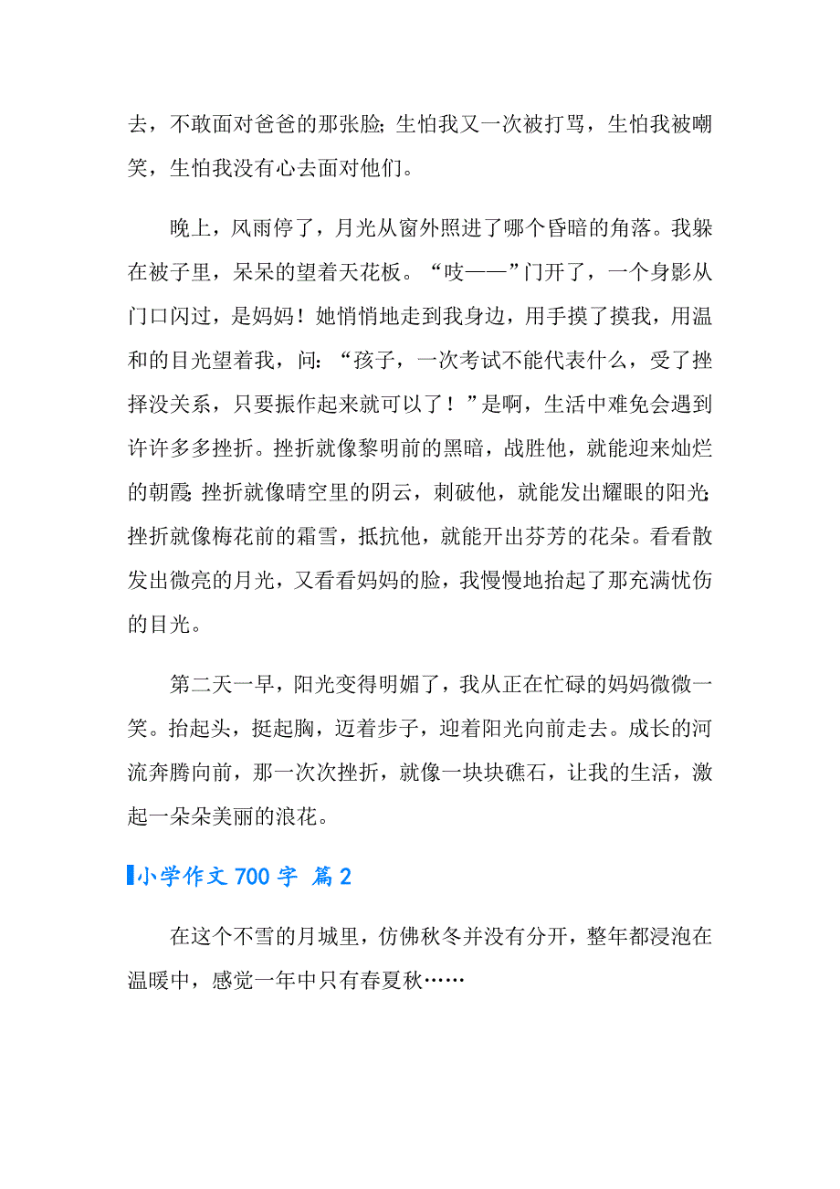 （实用模板）小学作文700字汇编5篇_第2页