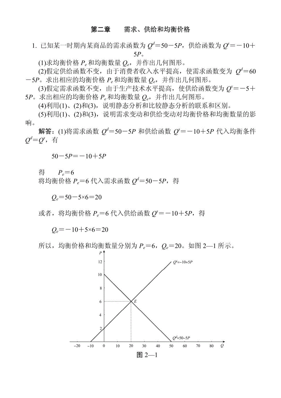 西方经济学微观部分(高鸿业_第五版)课后习题详细答案_第1页