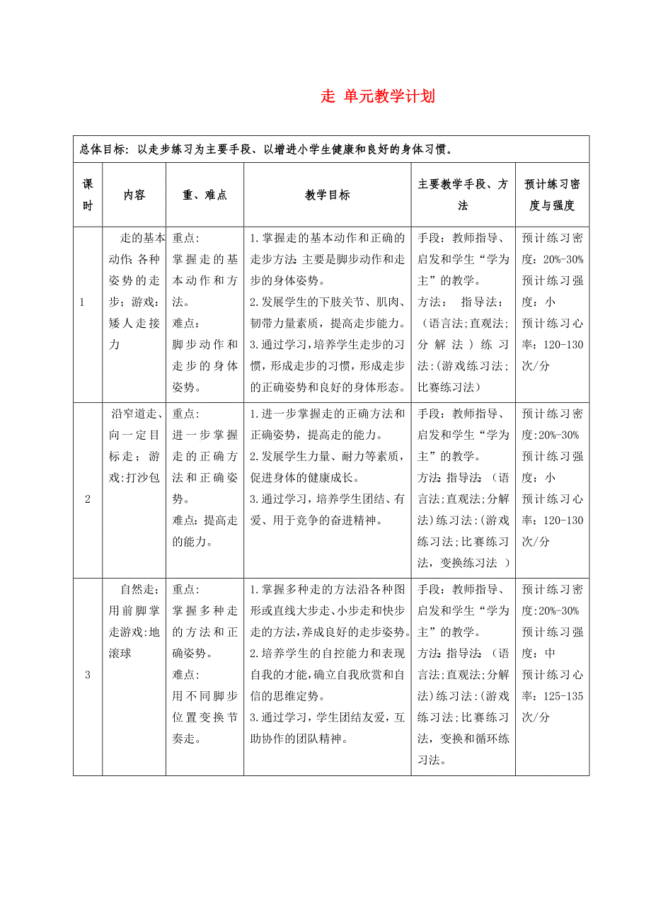 走 单元教学计划[1].doc_第1页