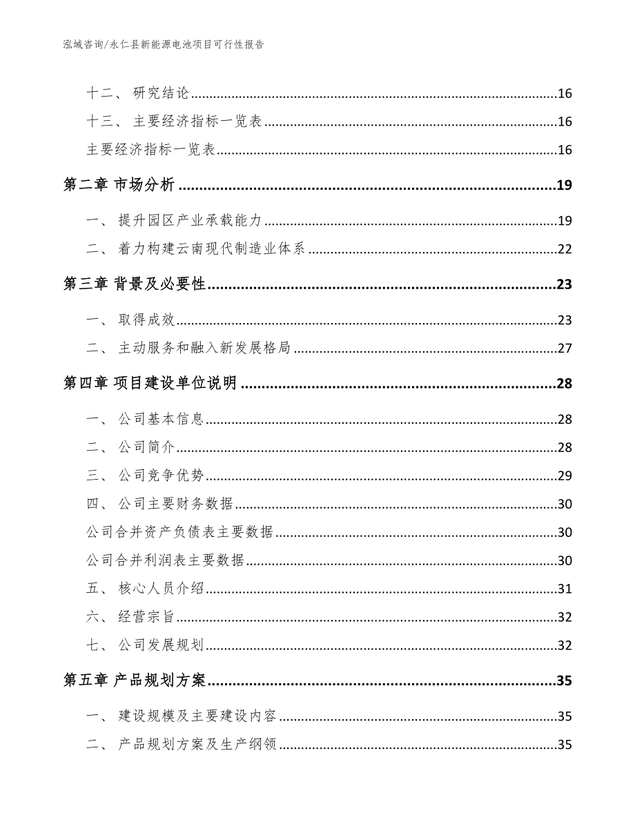 永仁县新能源电池项目可行性报告（范文模板）_第4页