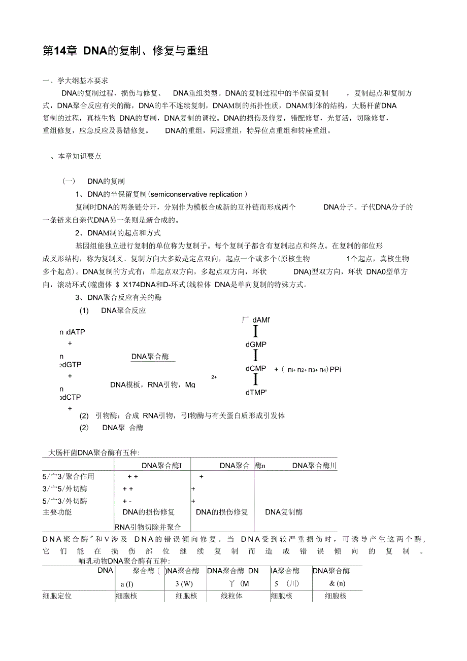 《杨在清》第14章DNA的复制、修复与重组_第1页