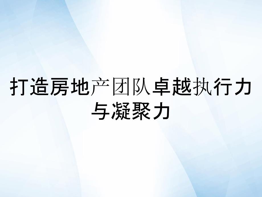 打造房地产团队卓越执行力与凝聚力_第1页