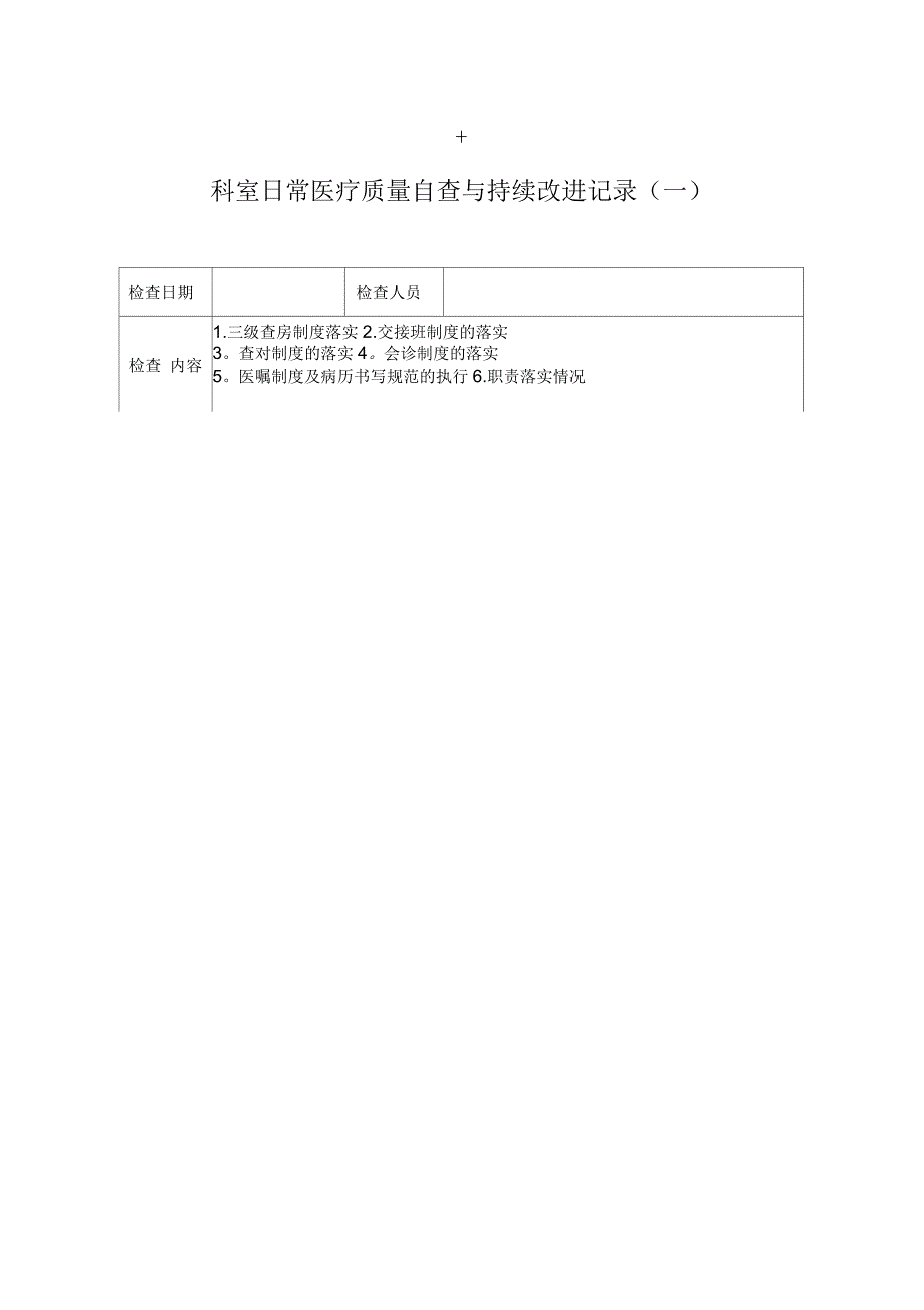 科室日常医疗质量自查与持续改进记录_第1页