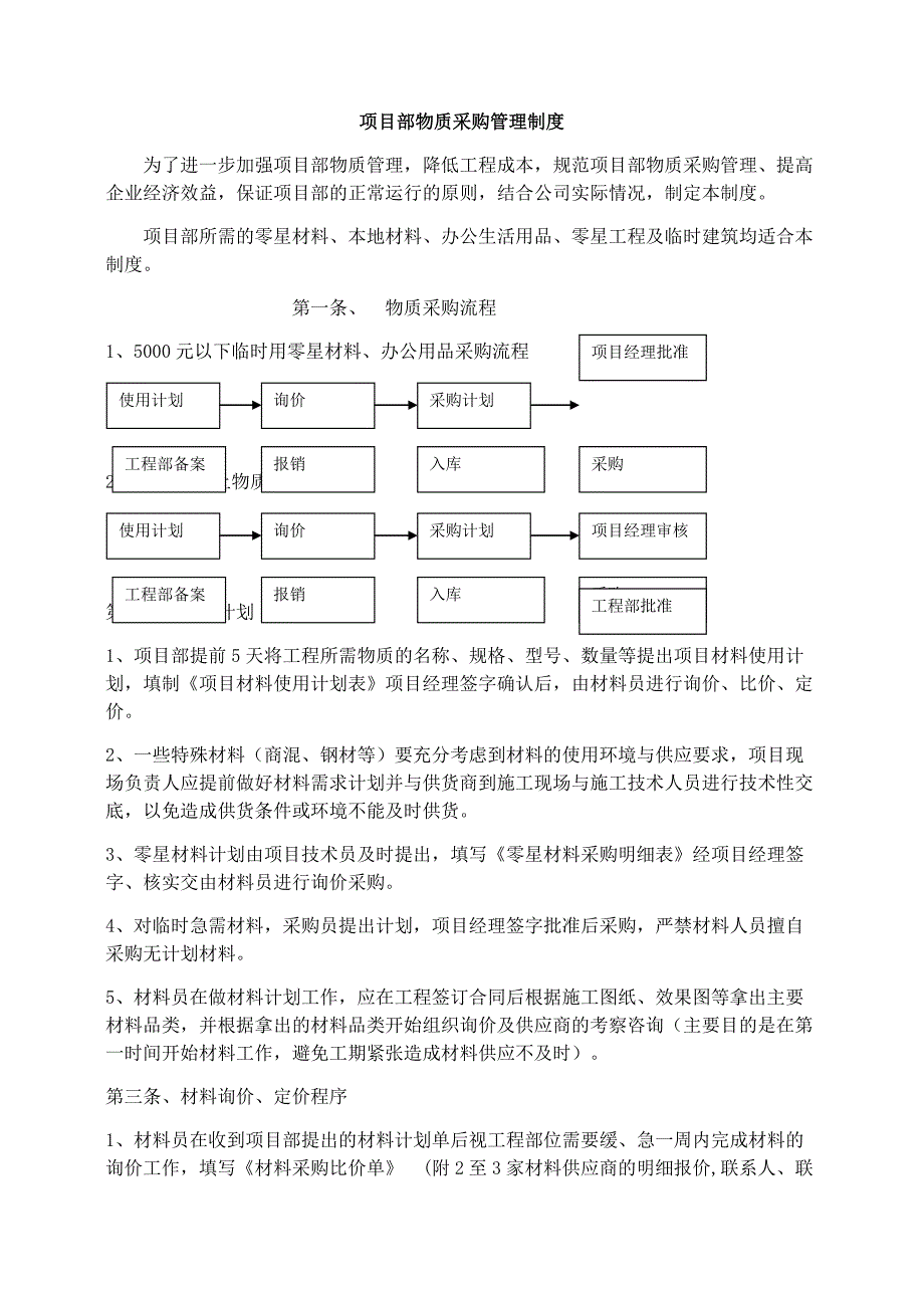 项目部物质采购管理制度_第1页