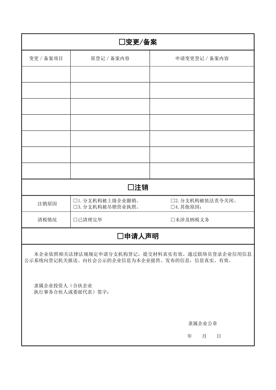 专题讲座资料（2021-2022年）个人独资合伙企业分支机构登记申请书_第2页