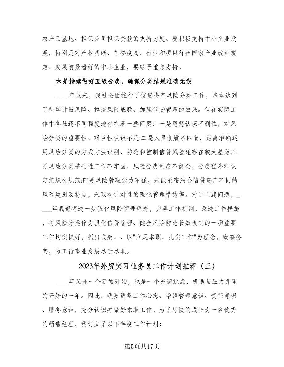 2023年外贸实习业务员工作计划推荐（八篇）.doc_第5页