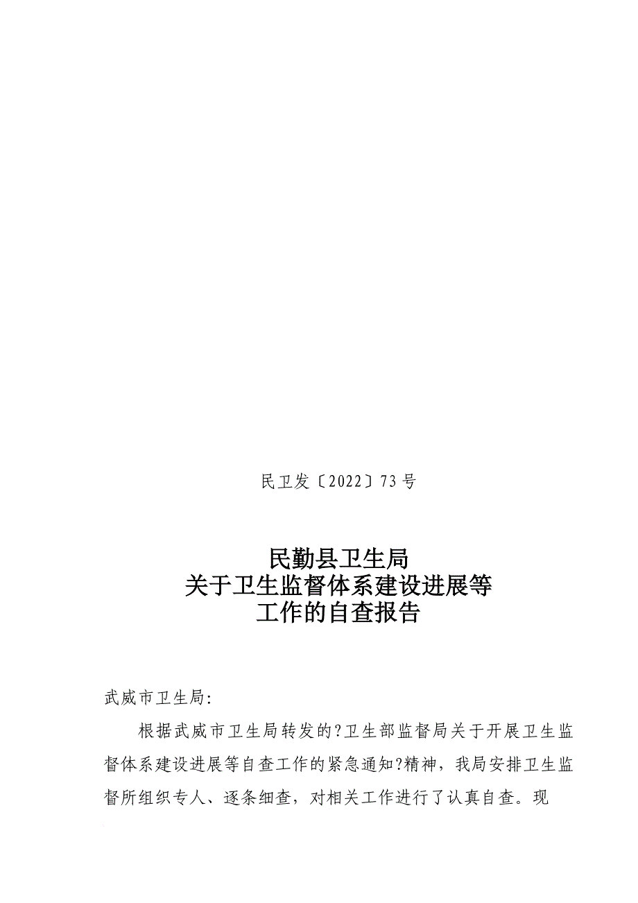 卫生监督体系建设自查报告_第1页