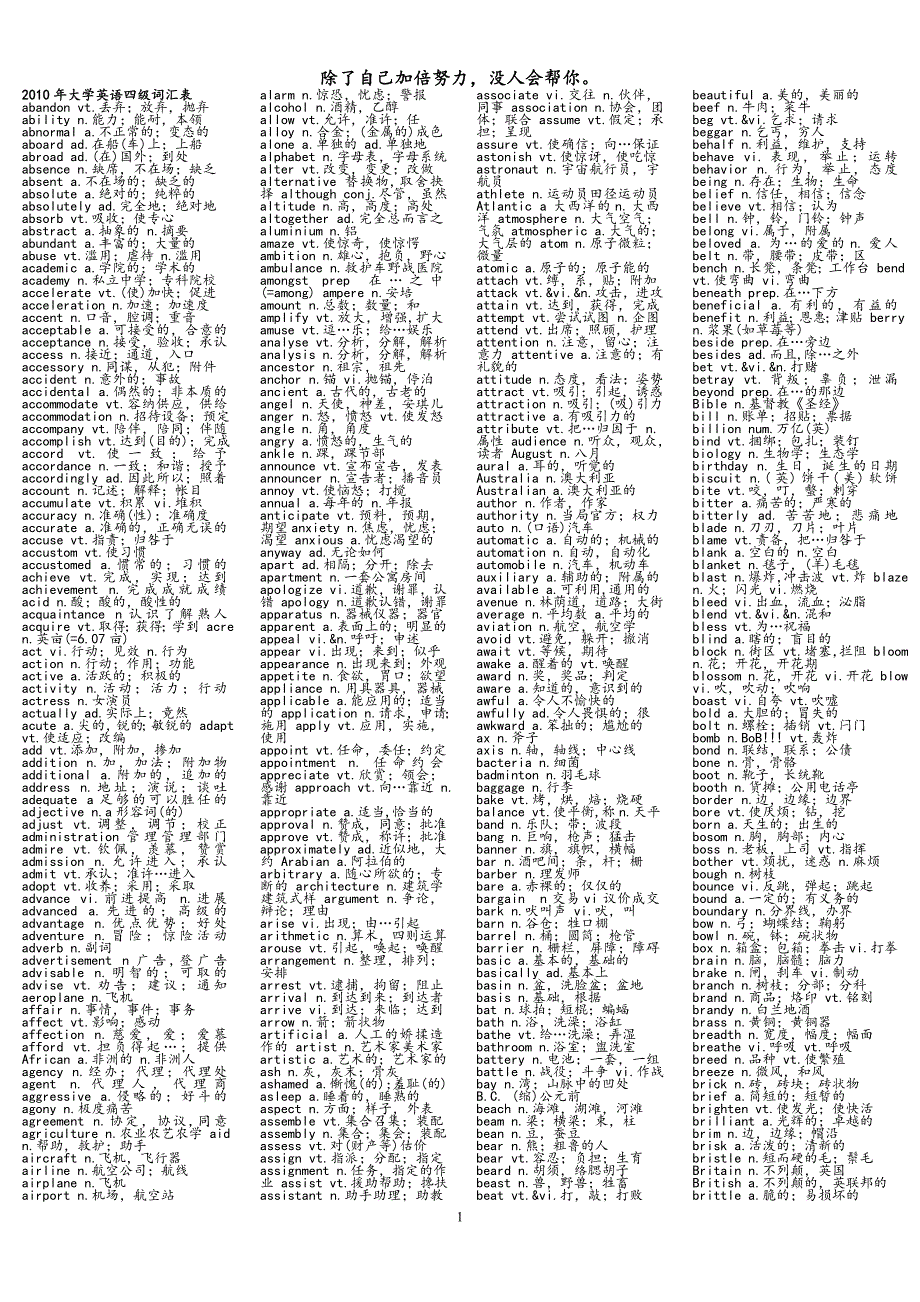 大学英语四级单词表.doc_第1页