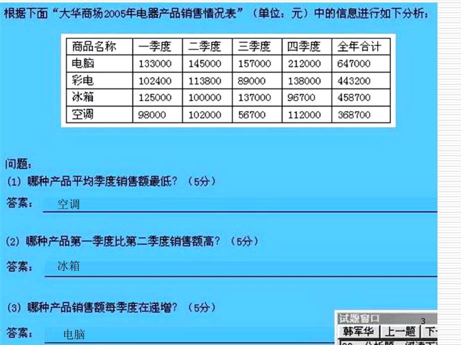 信息技术学业水平考试之分析题与操作题课件_第3页