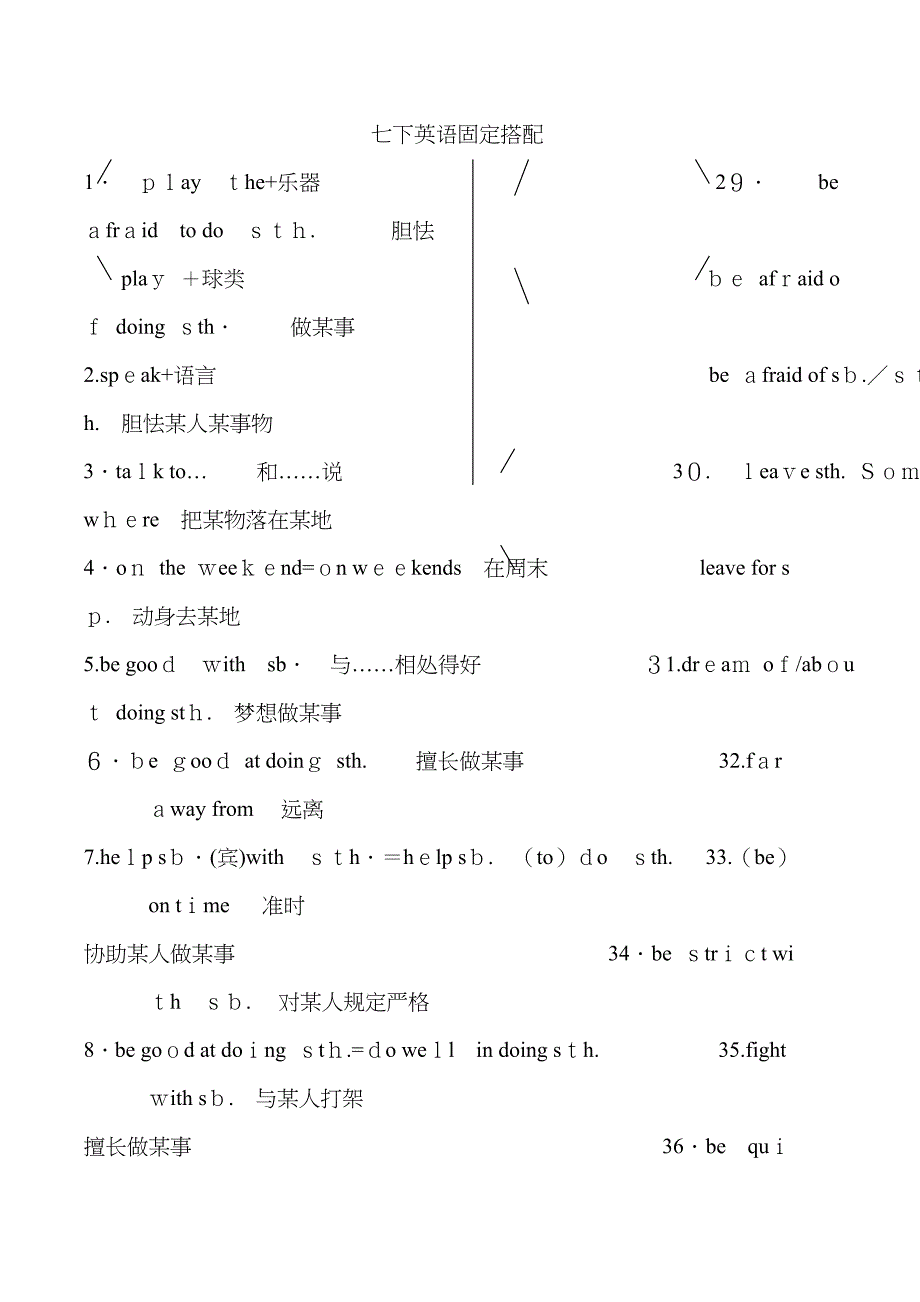七下英语固定搭配_第1页