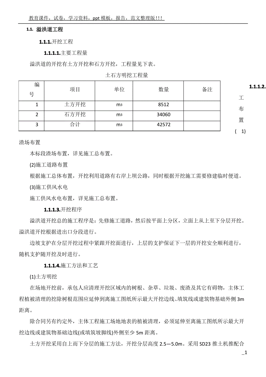 溢洪道施工方案_第1页