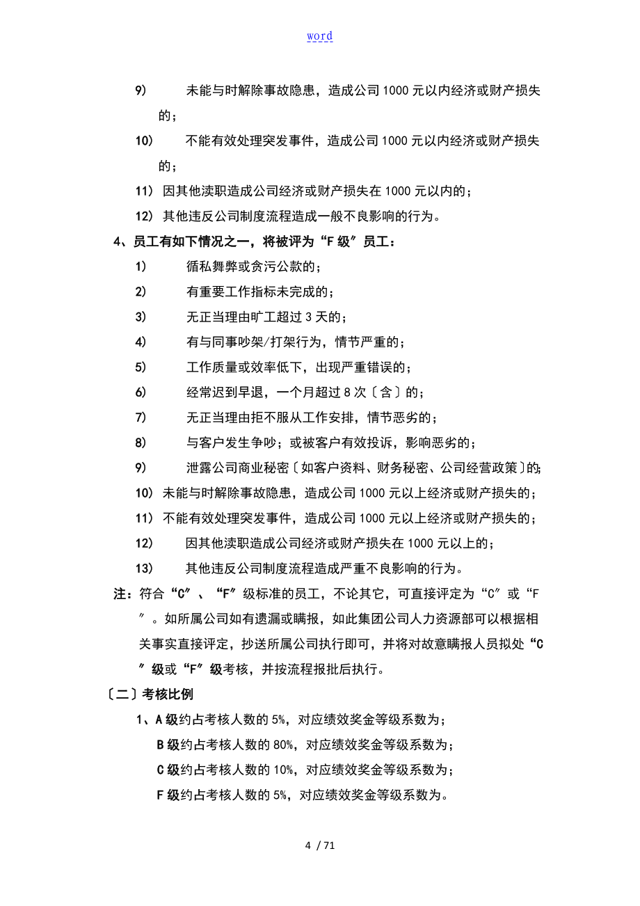 绝对值得某大型合资4S店绩效考核规章规章制度DOC77页_第4页