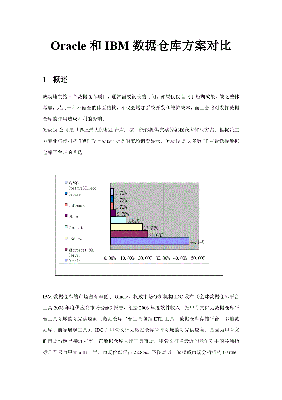 Oracle和IBM数据仓库方案对比_第1页