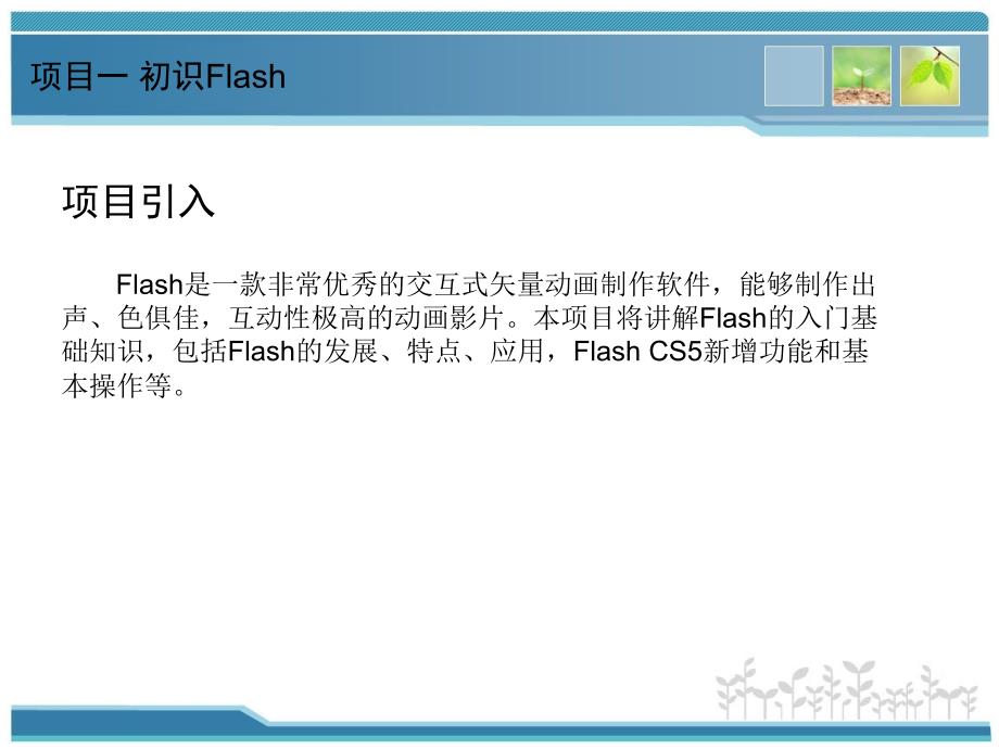 Flash动画设计项目教程(项目一初识Flash).ppt_第2页