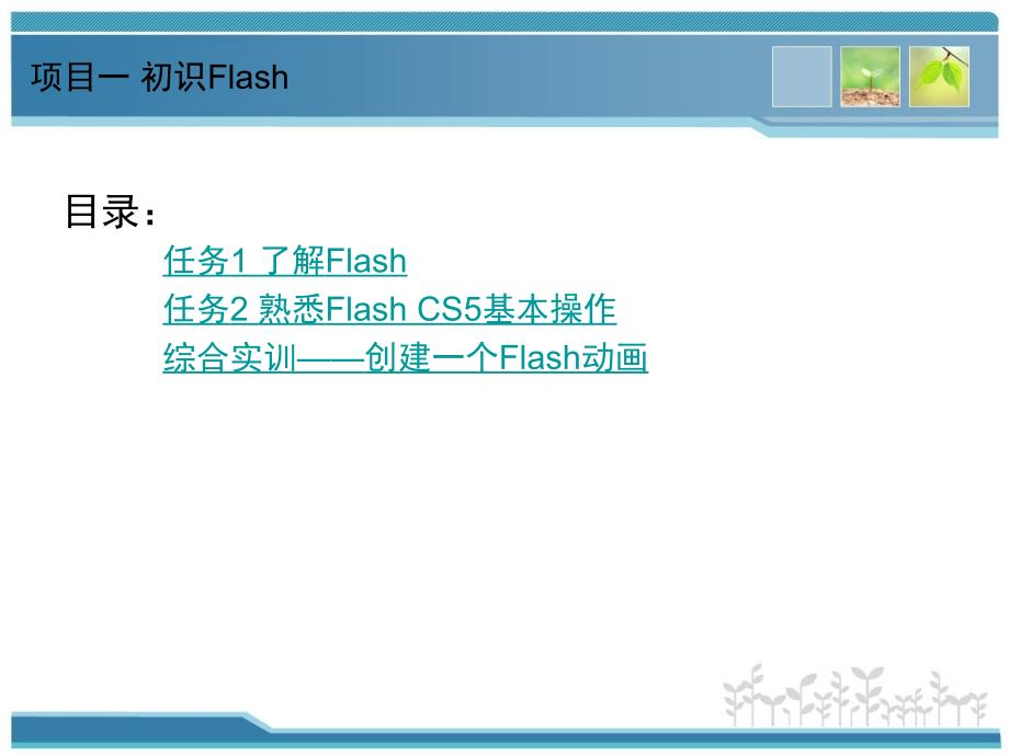 Flash动画设计项目教程(项目一初识Flash).ppt_第4页