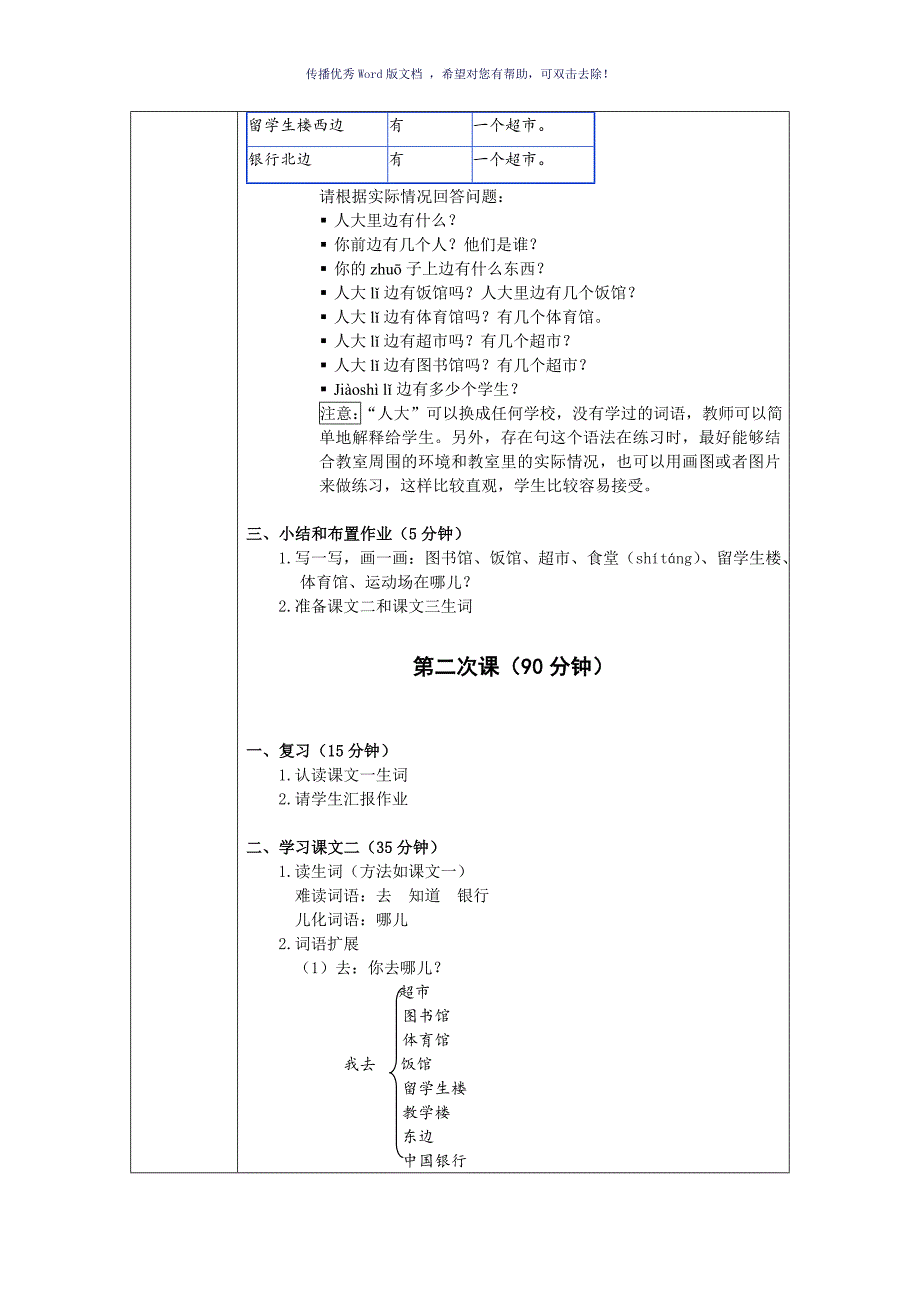 发展汉语初级综合1第7课教案Word版_第4页