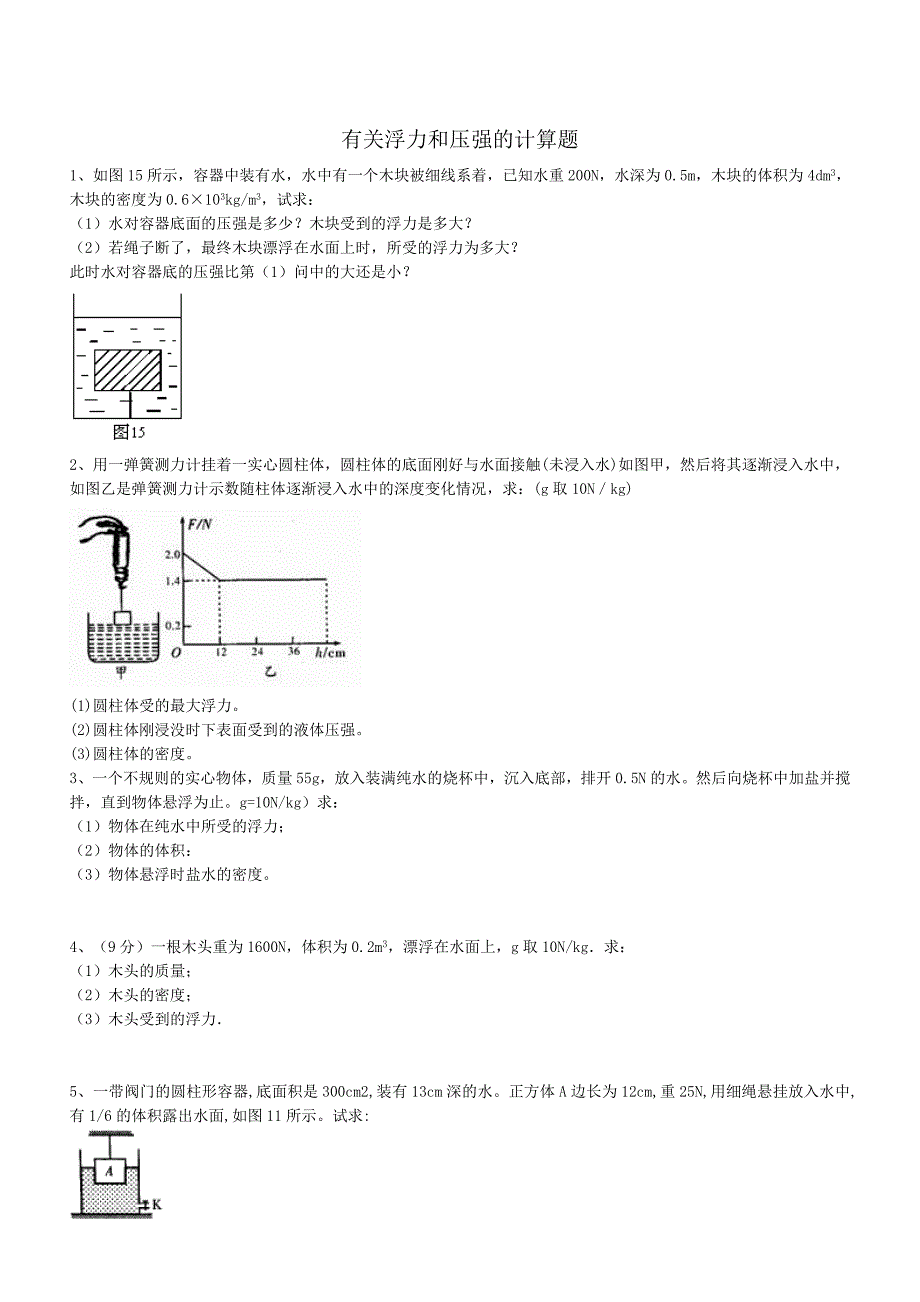 浮力计算题(含答案)_第1页