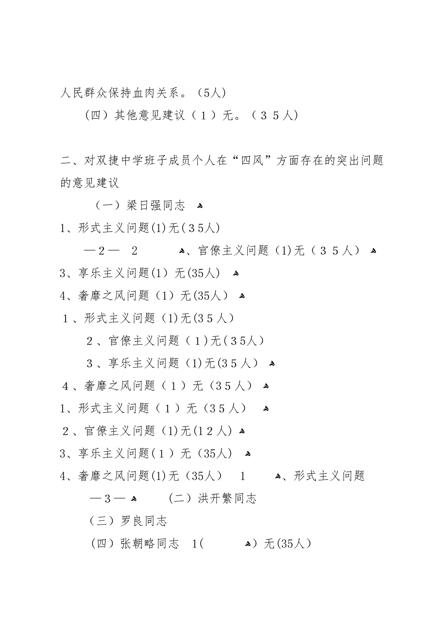 关于对双捷中学领导班子及成员征求意见汇总情况的报告_第3页