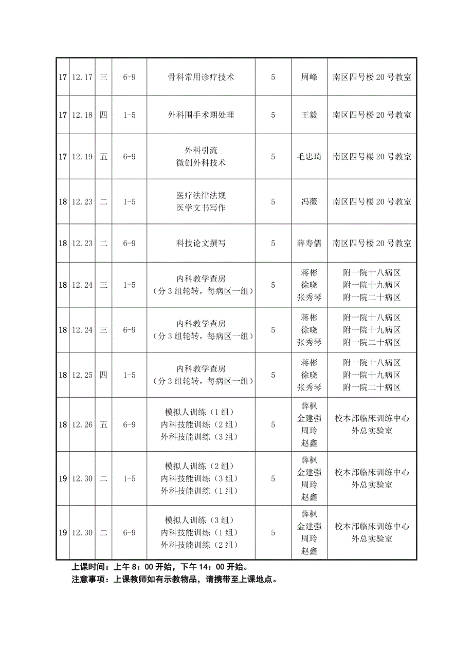 《临床技能训练（一）》课程教学日历_第2页