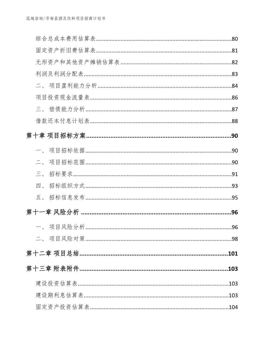 寻甸县酒及饮料项目招商计划书_第5页