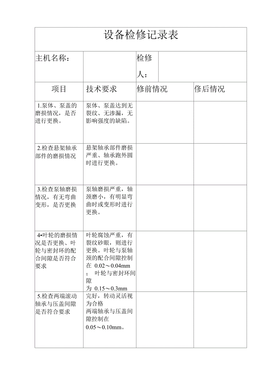 离心泵检修技术要求记录表_第3页