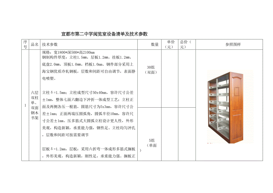 图书馆设备清单及重点技术参数_第1页