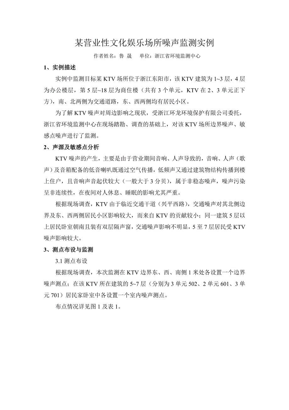 某营业性文化娱乐场所噪声监测与评价实例_第1页