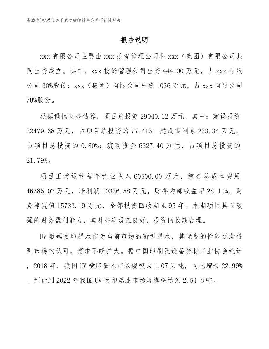 溧阳关于成立喷印材料公司可行性报告_模板范本_第2页