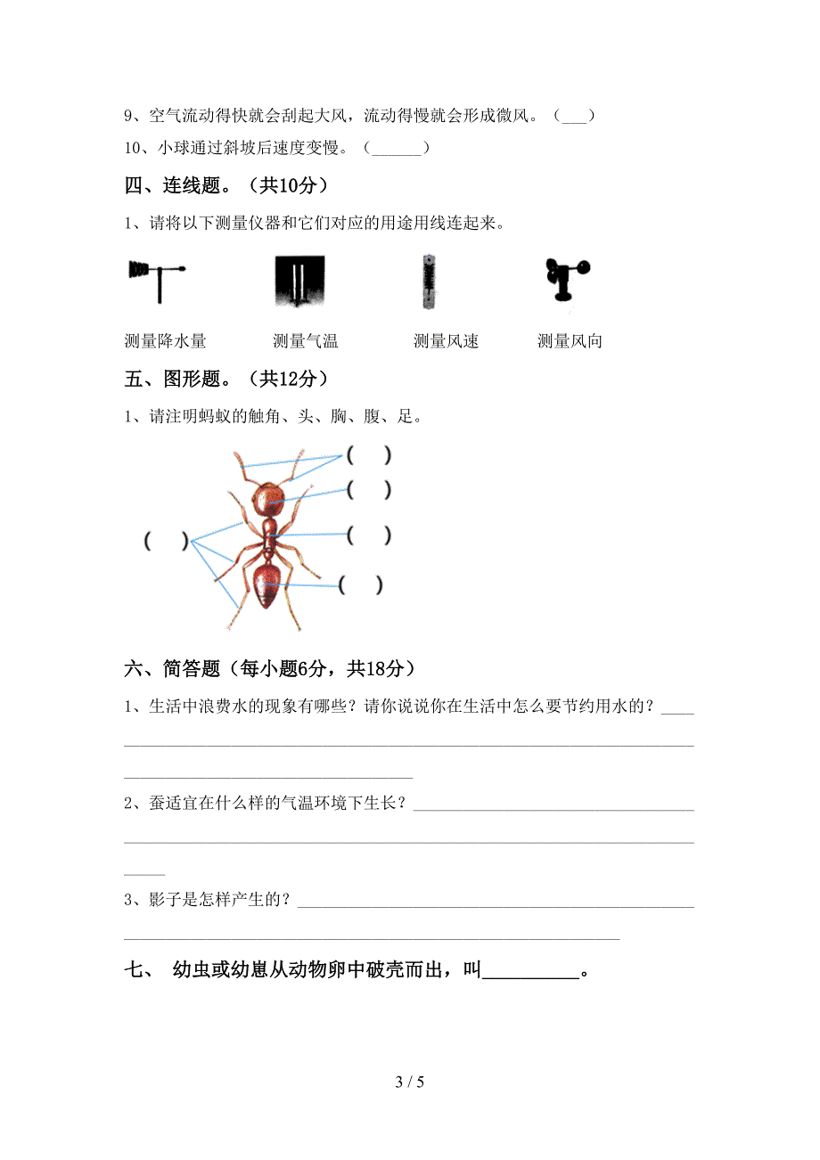 新教科版三年级科学上册期中测试卷及答案免费.doc_第3页