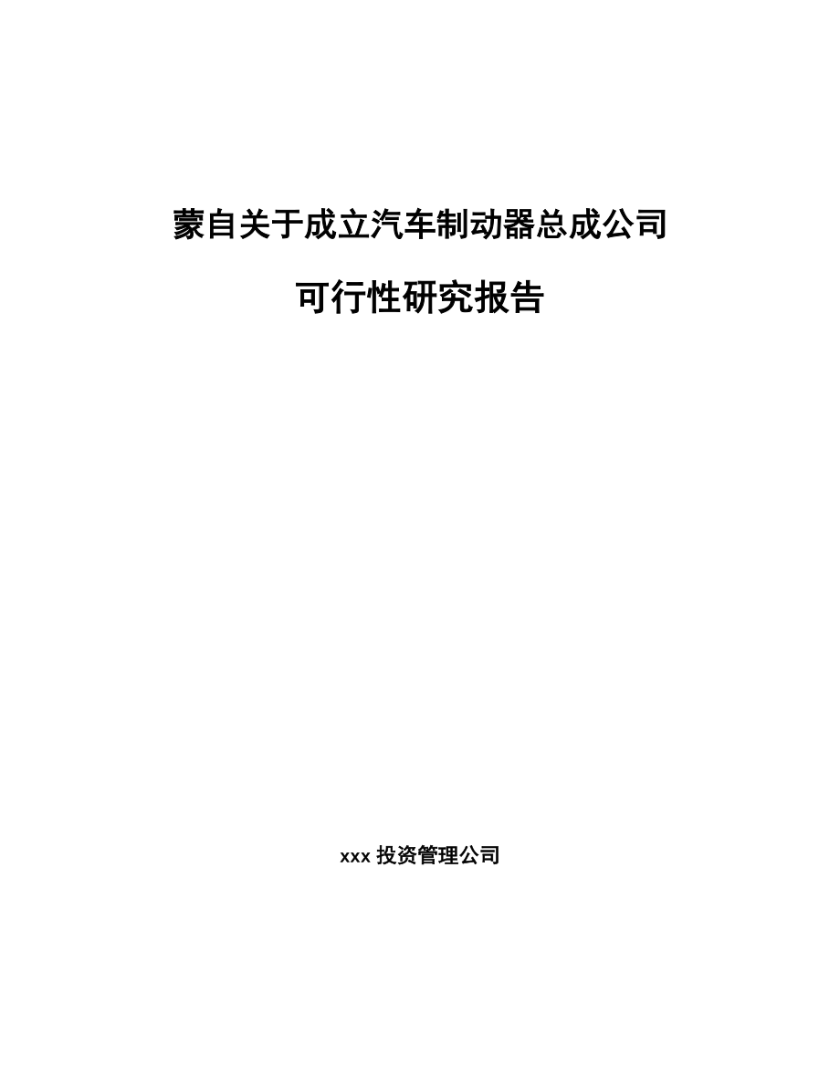 蒙自关于成立汽车制动器总成公司可行性研究报告_第1页