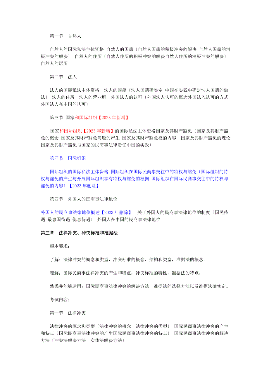 2023年国家司法考试国际私法新旧大纲内容对比_第2页