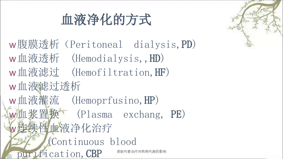 肾脏代替治疗对药物代谢的影响课件_第3页